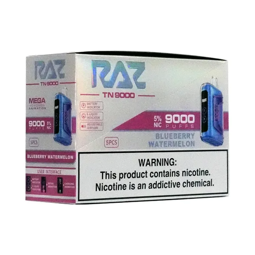 RazTn9000 5pk 5% 9k Blueberry Watermelon Box (6975984053011) Unit (6975984053004)