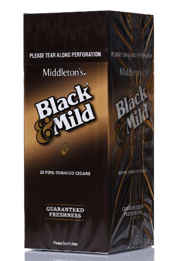 BLACK & MILD ORIGINAL PLASTIC TIP SINGLES/25CT BOX-(070137005186) UNIT (070137832027)