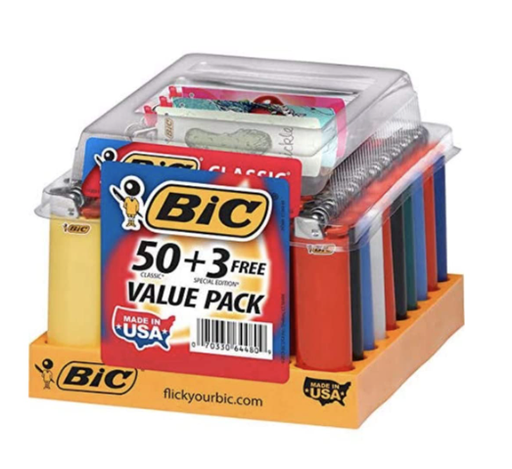 BIC CLASSIC LIGHTERS 50CT+3 BOX-(070330644809) UNIT-(070330600065)