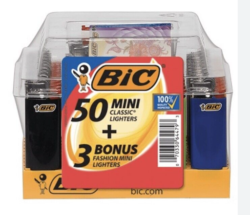 Bic Classic Mini Lighters 50pk + 3Free Box (070330644793) Unit (07033245)