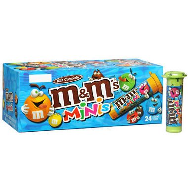 M&M'S Minis Milk Chocolate Candy, Resealable Tubes, 1.08 oz., 24 pk. BOX - (040000032373) UNIT - (040000002376)