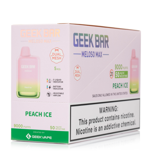 GeekBarMeloso 5pk 9k Peach Ice Box (810125432347) Unit (810125432330)