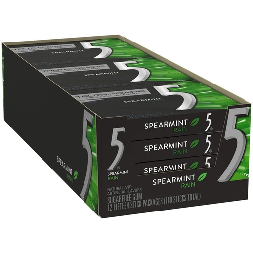 Five Gum 10pk 15ct Spearmint Rain Box (022000105080) Unit (022000005144)