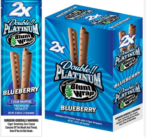 DOUBLE PLATINUM CIGAR BLUEBERRY WRAP 25CT BOX-(644536226222)UNIT (644536226215)