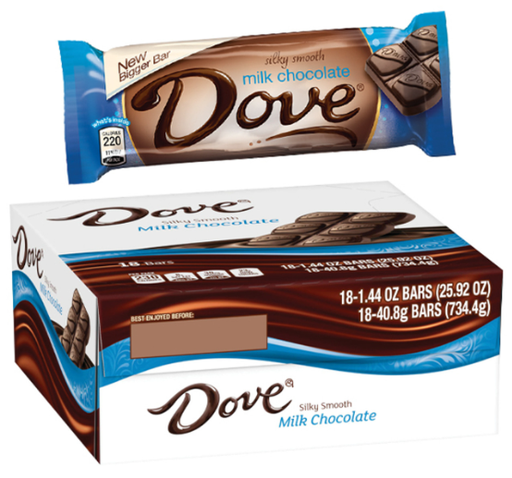 DOVE MILK CHOCOLATE BARS 18PK BOX-(040000559849)