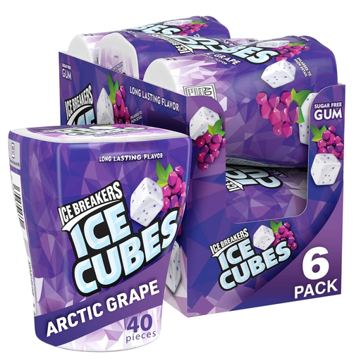 ICE BREAKERS ICE CUBES GUM ARCTIC GRAPE 1/6 (034000701032)UNIT (03454501)