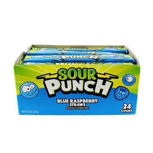 SOUR PUNCH 2 OZ STRAWS BLUE RASBERRY 24 CT (041364380513)