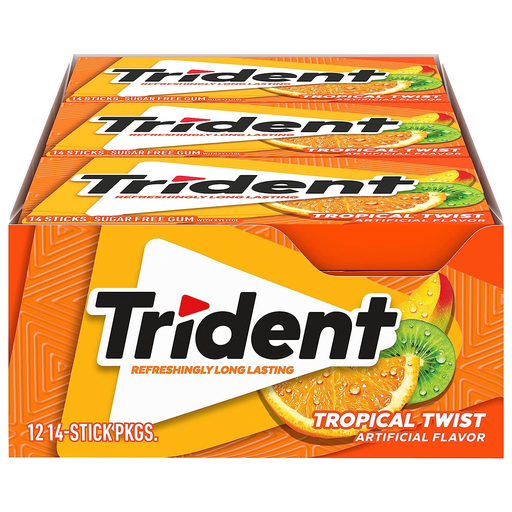 Trident Valu Pac 12pk 14ct Tropical Twist Box (012546011105) Unit (012546011112)