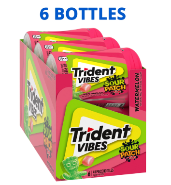 Trident Vibes 6pk 40ct Spacth Waterm Gum Bottle Box (012546015622) Unit (012546015356)