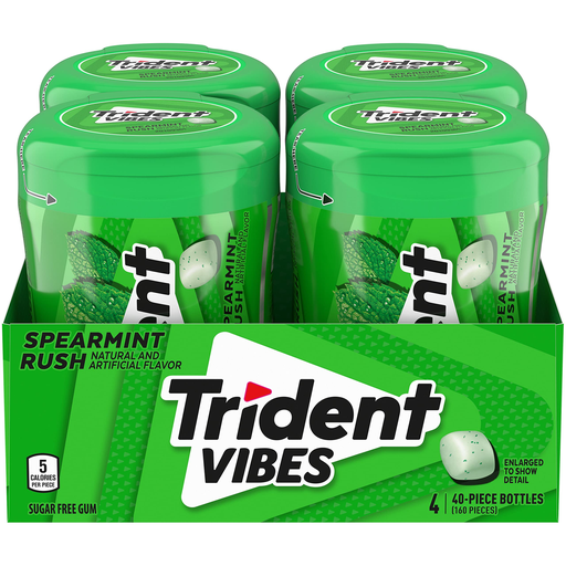 Trident Vibes 4pk 40ct Spearmint Gum Bottle Box (012546012638)