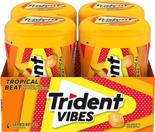 Trident Vibes 4pk 40ct Trop Peach Mango Bottle Box (012546015646) Unit (012546015653)