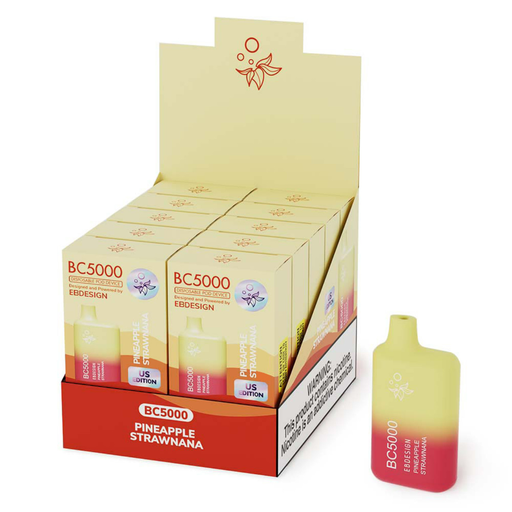 ⁠⁠ElfBar Design BC5000 10pk 5% Pineapple Strawnana Box (6941976239947)