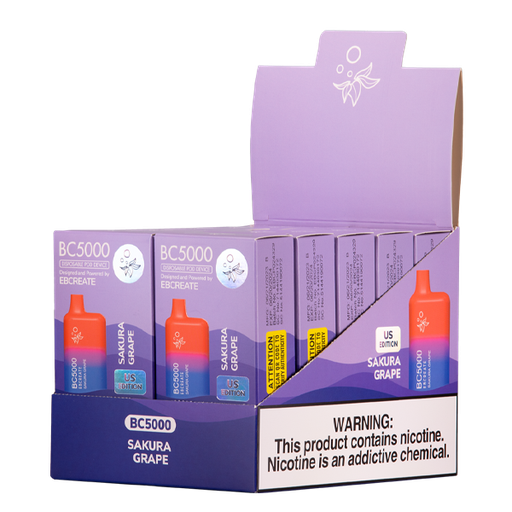 ⁠ElfBar Design BC5000 10pk 5% Sakura Grape Box (6941976239961)
