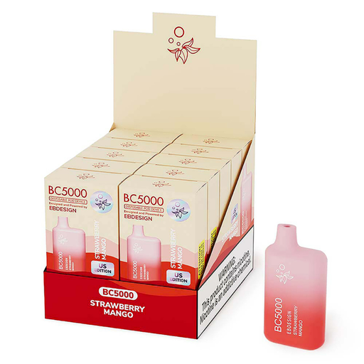 ⁠ElfBar Design BC5000 10pk 5% Strawberry Mango Box (6941976240004) Unit (6941976239657)
