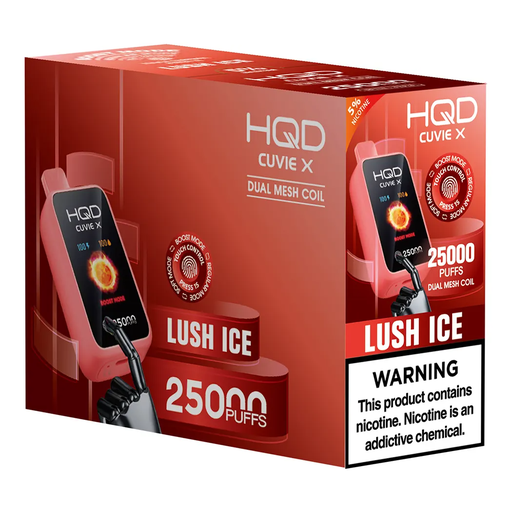 HQD CUVIE X 5% LUSH ICE RECHARGEABLE 5PK (25,000) BOX-(6937105490969) UNIT-(6937105490976)
