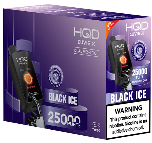 HQD CUVIE X 5% BLACK ICE RECHARGEABLE 5PK (25,000) BOX-6937105490884 UNIT-(6937105490891)