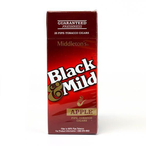BLACK & MILD APPLE PLASTIC TIP SINGLES/25CT BOX-(070137005889)