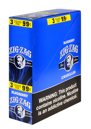 CIGARILLOS ZIG ZAG BLUEBERRY 15CT BOX-(784762072290) 
