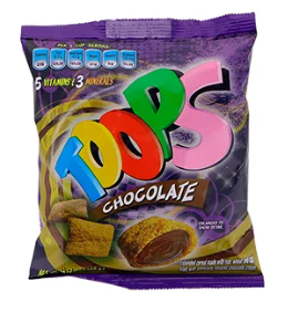 TOOPS CHOCOLATE SNACK (14 X120gr / 4.2oz) BOX-(17707200710509) UNIT-(7707200710502)