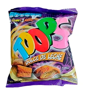 TOOPS DULCE LECHE SNACK (14 X120gr / 4.2oz) BOX-(17707200710493) UNIT-(7707200710496)