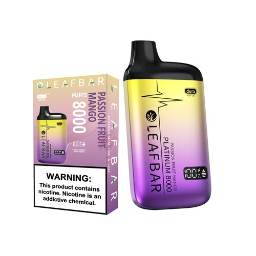 LeafBar 5pk 8k Passion Fruit Mango Box (6976120971299)