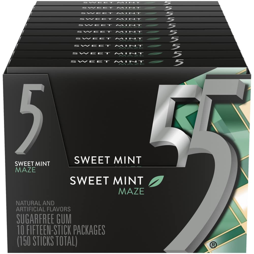 FIVE SWEET MINT MAZE GUM 10PK BOX-(022000196460) UNIT (022000076038)