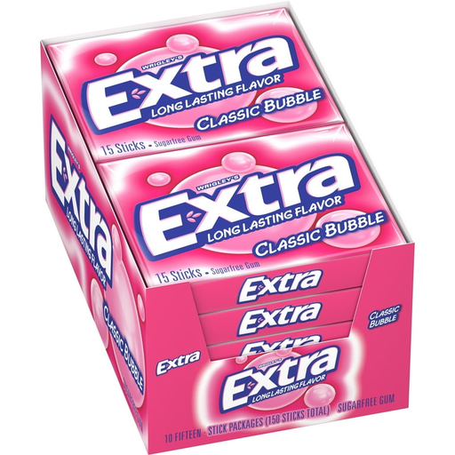 Extra Gum 10pk 15ct Classic Bubble Box (022000159489) Unit (02284509)
