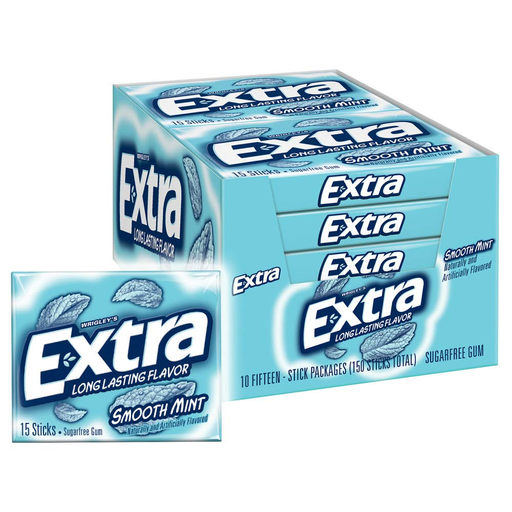 EXTRA GUM SMOOTH MINT 10PK/15CT BOX-(022000121523)UNIT (022000014139)