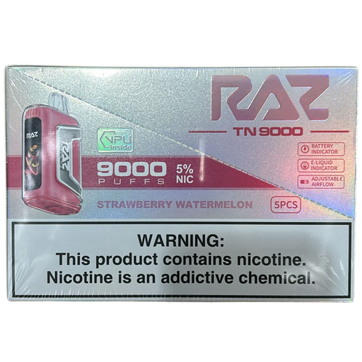 RazTn9000 5pk 5% 9k Strawberry Watermelon Box (6970313642126) Unit (6970313642119)