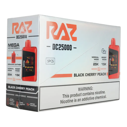 RazDc25000 5pk 5% 25k Black Cherry Peach Box (6975984059365) Unit (697598059358)