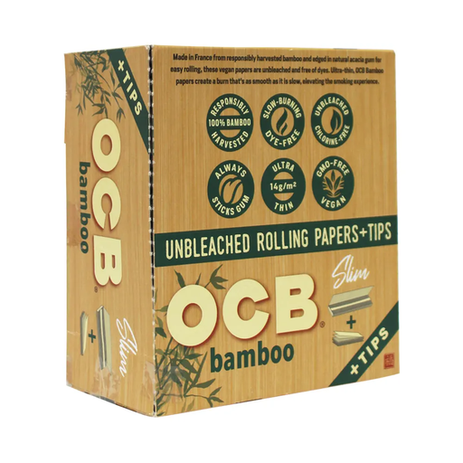 Ocb Bamboo Slim + Tips 24 Booklets Box (086400904971)