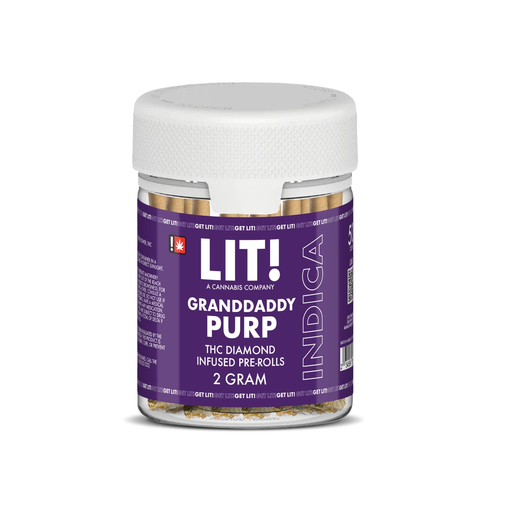 LIT PRE-ROLLS - 50CT DISPLAY JAR 2G THC DIAMOND INFUSED (Grandaddy Purp) (235544476138)