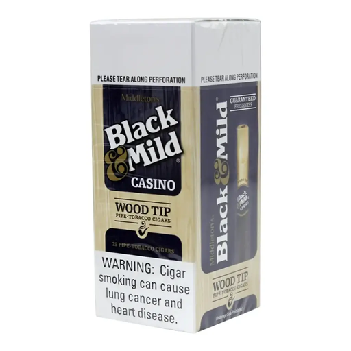 BLACK & MILD CASINO WOODTIP SINGLES/25CT BOX-(070137512479)