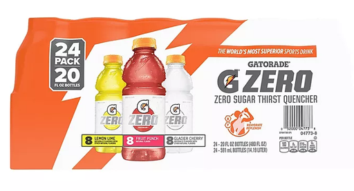 GATORADE 20 OZ ZERO SUGAR THIRST QUENCHER VARIETY PACK 1/24 UNIT (052000047738) 