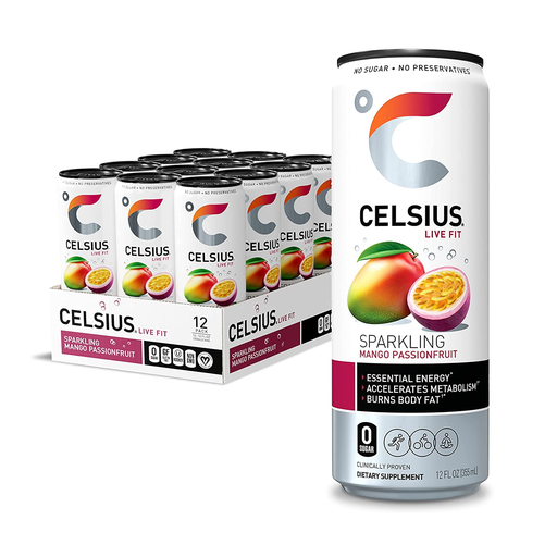 Celsius Sparkling 12pk 12oz Mango Passionfruit Box (889392021295)