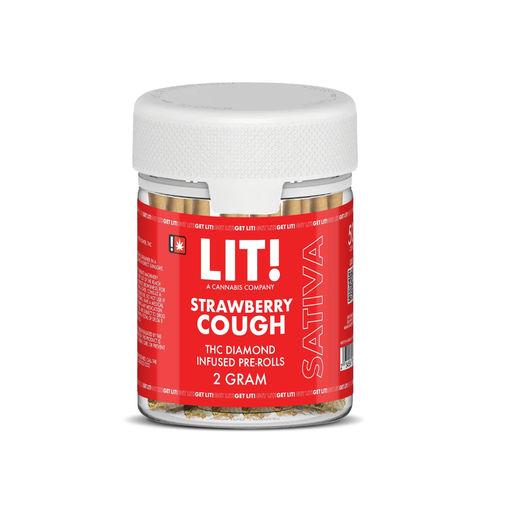 LIT PRE-ROLLS - 50CT DISPLAY JAR 2G THC DIAMOND INFUSED (Strawberry Cough) (234554336722) 