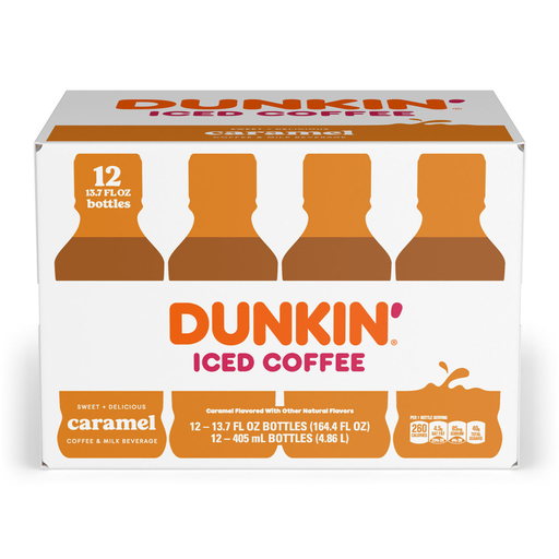 Dunkin Donut Coffee 12pk 13.7oz Caramel Iced Box (049000553628)