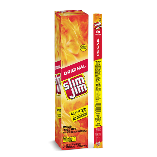 Slim Jim 24pk 6g Giant Smoked Meat Sticks Original Box (026200117058)