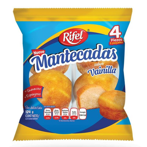 Rifel 1pk 6u/4.4oz Mantecadas Vainilla Unit (7500326929236)
