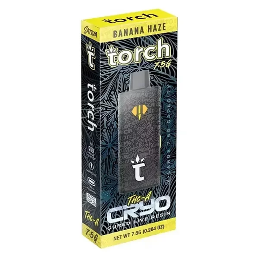 TORCH CRYO - THCA - CURED LIVE RESIN - 7.5G DISPOSABLE - 5CT DISPLAY BANANA HAZE (SATIVA)