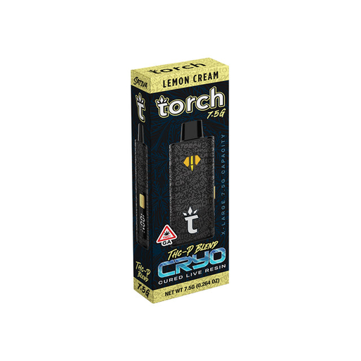 TORCH CRYO - THCA - CURED LIVE RESIN - 7.5G DISPOSABLE - 5CT DISPLAY LEMON CREAM (SATIVA) 