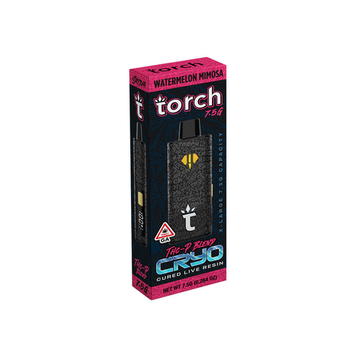 TORCH CRYO - THCA - CURED LIVE RESIN - 7.5G DISPOSABLE - 5CT DISPLAY WATERMELON MIMOSA (SATIVA)