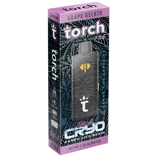 TORCH CRYO - THCA - CURED LIVE RESIN - 7.5G DISPOSABLE - 5CT DISPLAY GRAPE GELATO (INDICA)