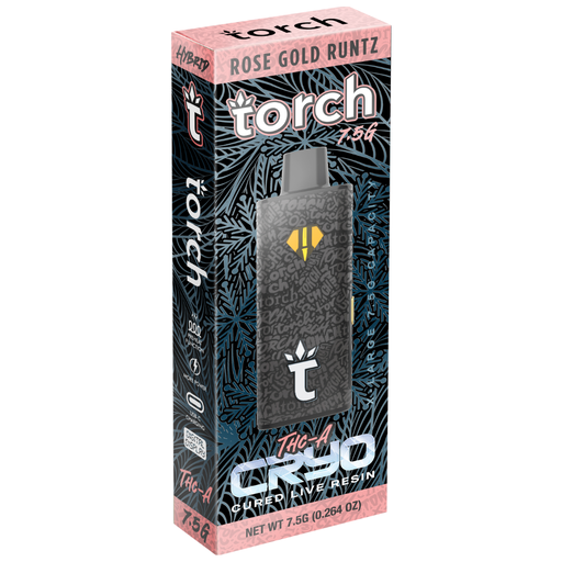 TORCH CRYO - THCA - CURED LIVE RESIN - 7.5G DISPOSABLE - 5CT DISPLAY ROSE GOLD RUNTZ (HYBRID)