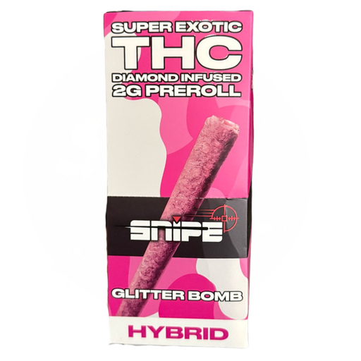 SNIPE PINK DIAMOND INFUSED 2G PREROLL-10PK BOX (Glitter Bomb) Box (850067919889)