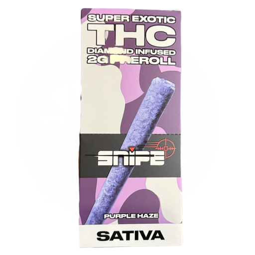 SNIPE PURPLE DIAMOND INFUSED 2G PREROLL-10PK BOX (Purple Haze) Box (850067919988)