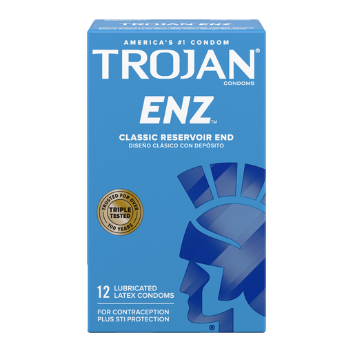 Trojan Condoms 12pk Enz Blue Lubricated 1 Count Single Blister Box (655708116814)