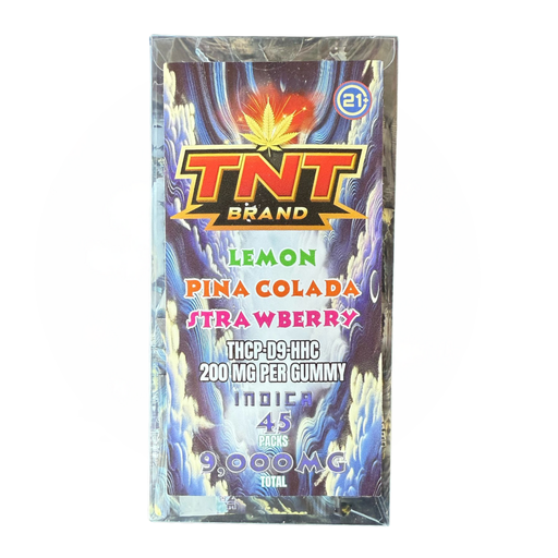 TNT Gummies 45pk 200mg Gummy Indica Lemon Pina Colada Strawberry Box (755158525683)