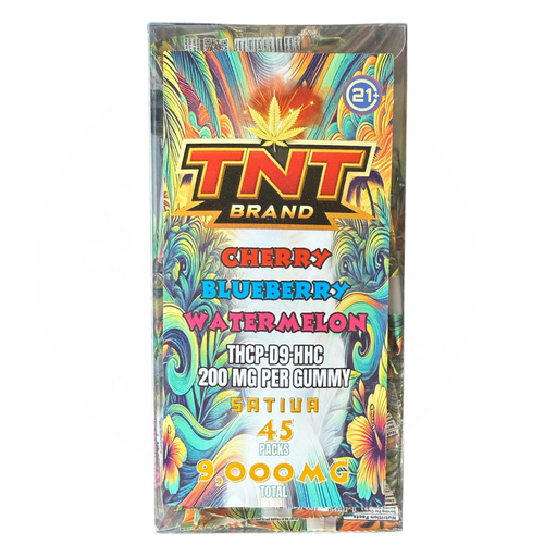 TNT Gummies 45pk 200mg Gummy Sativa Cherry Blueberry Watermelon Box (755158525690)