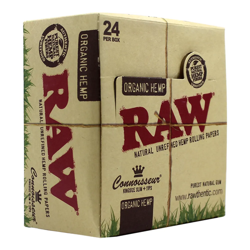 RAW ORGANIC HEMP CONNOISSEUR KS SLIM + TIPS 24 PER BOX (716165177586)
